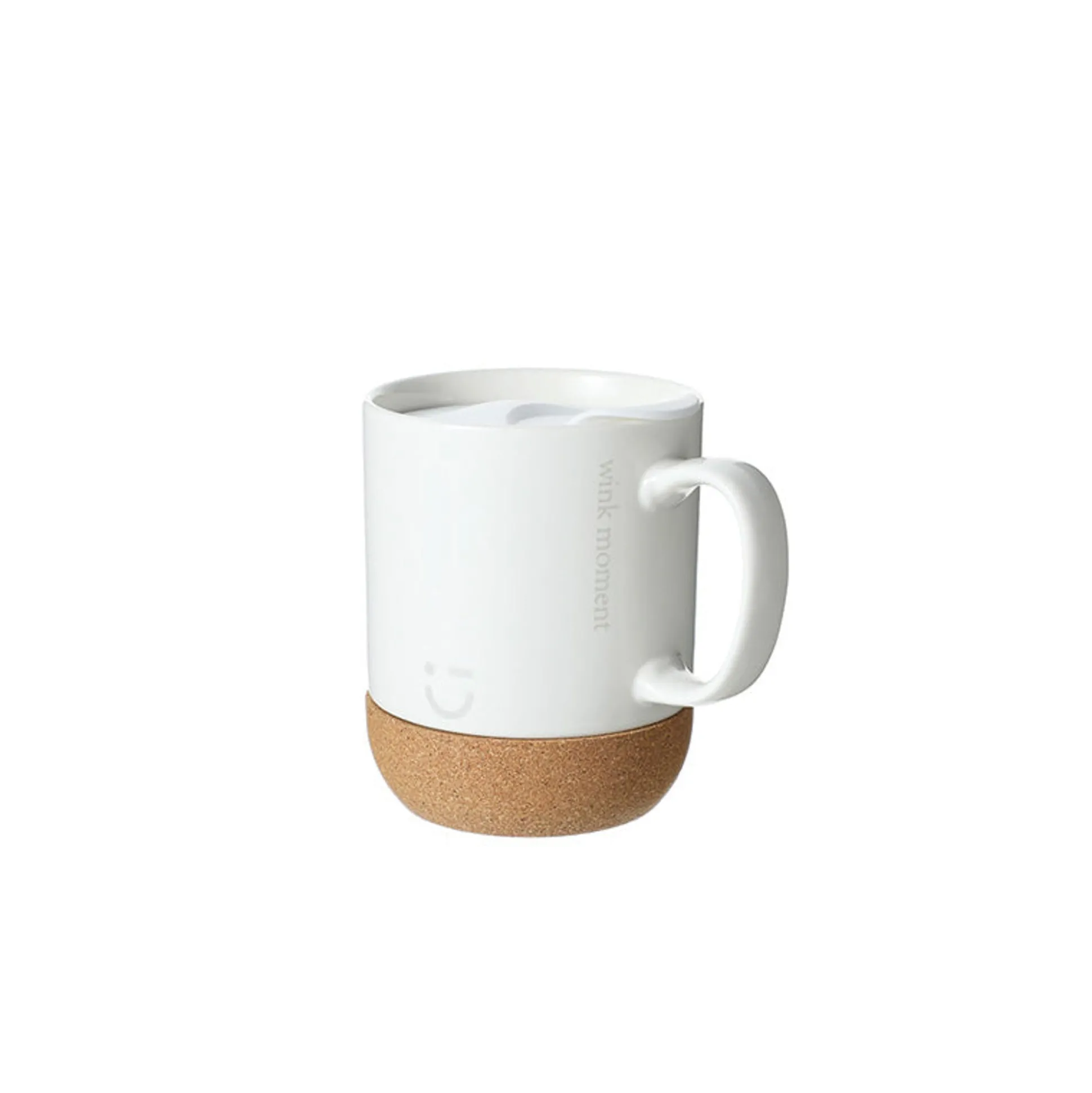 Tazza Bianca Con Coperchio E Base In Sughero